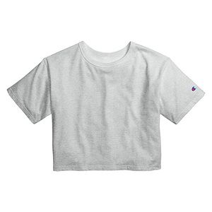 CHAMPION T435C - Girl's Cropped Cotton Tee Light Steel