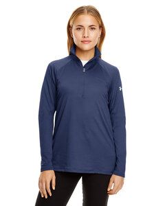 Under Armour 1300132 - Ladies UA Tech Quarter-Zip Mid Nvy/Wht 410