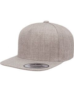 Yupoong YP5089 - Adult 5-Panel Structured Flat Visor Classic Snapback Cap Heather Grey