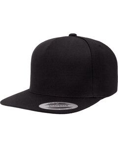 Yupoong YP5089 - Adult 5-Panel Structured Flat Visor Classic Snapback Cap Black