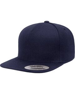 Yupoong YP5089 - Adult 5-Panel Structured Flat Visor Classic Snapback Cap Navy