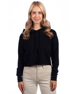 Next Level 9384 - Ladies Cropped Pullover Hooded Sweatshirt Black