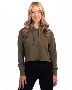 Next Level 9384 - Ladies Cropped Pullover Hooded Sweatshirt Military Green