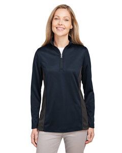 Harriton M786W - Ladies Flash Snag Protection Plus IL Colorblock Quarter-Zip Dk Nvy/Dk Chrcl