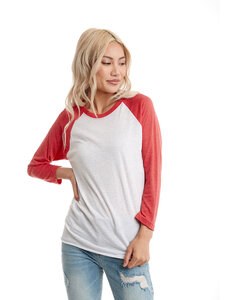 Next Level Apparel 6051 - Unisex Triblend 3/4-Sleeve Raglan Heather White/ Vintage Red