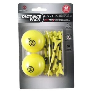 ZERO FRICTION GB2GT18 - Distance Pack w/ 2 Spectra Golf Balls & 18 Tees Yellow