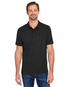 Harriton M205 - Men's Valiant Cotton Snag Protect Polo Black