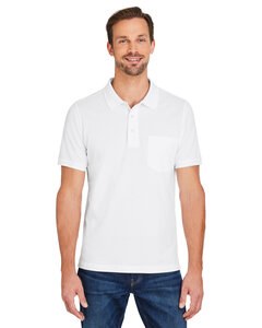 Harriton M205P - Men's Valiant Cotton Snag Protect Pocket Polo White