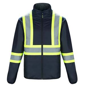 CX2 HiVis L01260 - Safeguard Hivis Reversible Jacket Navy/Yellow Stripe