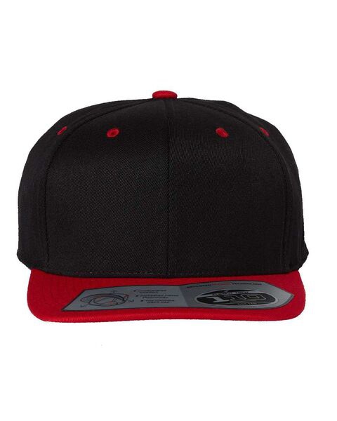 Flexfit King Embroidered Flat Bill Snapback Cap - 80% Acrylic 20% Wool, Green Undervisor, One Size Adjustable